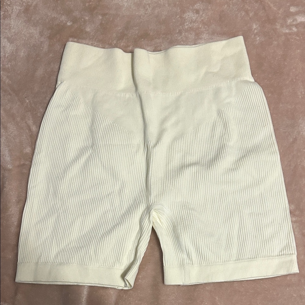 Women's Cream High-Waisted Shorts